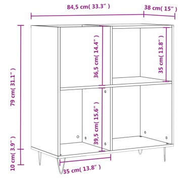 vidaXL Δισκοθήκη Sonoma Δρυς 84,5x38x89cm από Επεξεργασμένο Ξύλο