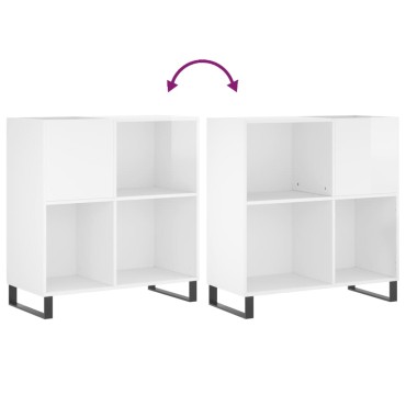 vidaXL Δισκοθήκη Γυαλιστερή Λευκή 84,5x38x 89cm από Επεξεργ. Ξύλο