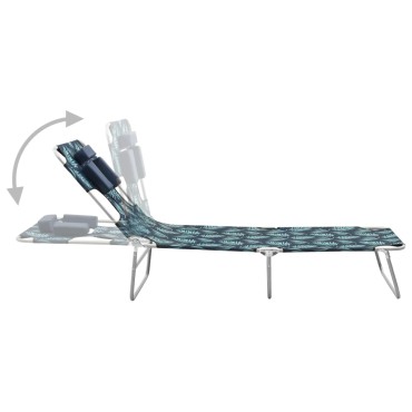vidaXL Ξαπλώστρα Πτυσσόμενη Σχέδιο Φύλλων Ατσάλινη με Μαξιλάρι 189x58x27cm 1 τεμ.