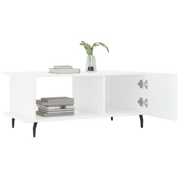 vidaXL Τραπεζάκι Σαλονιού Γυαλ. Λευκό 90x50x40cm Επεξεργ. Ξύλο 1 τεμ.