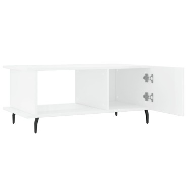vidaXL Τραπεζάκι Σαλονιού Γυαλ. Λευκό 90x50x40cm Επεξεργ. Ξύλο 1 τεμ.