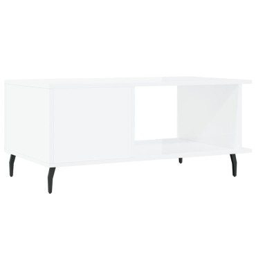 vidaXL Τραπεζάκι Σαλονιού Γυαλ. Λευκό 90x50x40cm Επεξεργ. Ξύλο 1 τεμ.