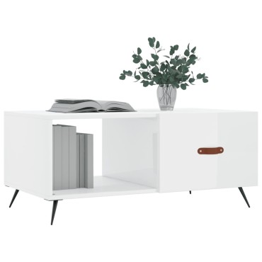 vidaXL Τραπεζάκι Σαλονιού Γυαλ. Λευκό 90x50x40cm Επεξεργ. Ξύλο 1 τεμ.