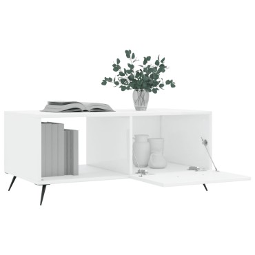 vidaXL Τραπεζάκι Σαλονιού Γυαλ. Λευκό 90x50x40cm Επεξεργ. Ξύλο 1 τεμ.