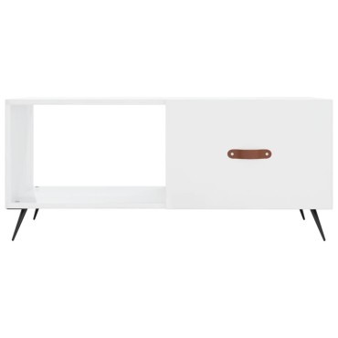 vidaXL Τραπεζάκι Σαλονιού Γυαλ. Λευκό 90x50x40cm Επεξεργ. Ξύλο 1 τεμ.
