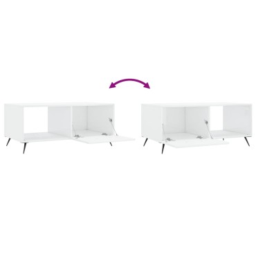 vidaXL Τραπεζάκι Σαλονιού Γυαλ. Λευκό 90x50x40cm Επεξεργ. Ξύλο 1 τεμ.