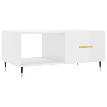 vidaXL Τραπεζάκι Σαλονιού Γυαλ. Λευκό 90x50x40cm Επεξεργ. Ξύλο 1 τεμ.