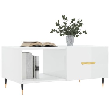 vidaXL Τραπεζάκι Σαλονιού Γυαλ. Λευκό 90x50x40cm Επεξεργ. Ξύλο 1 τεμ.