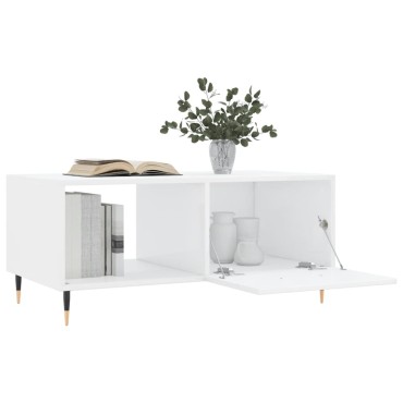 vidaXL Τραπεζάκι Σαλονιού Γυαλ. Λευκό 90x50x40cm Επεξεργ. Ξύλο 1 τεμ.