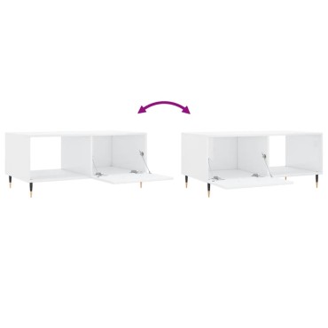 vidaXL Τραπεζάκι Σαλονιού Γυαλ. Λευκό 90x50x40cm Επεξεργ. Ξύλο 1 τεμ.