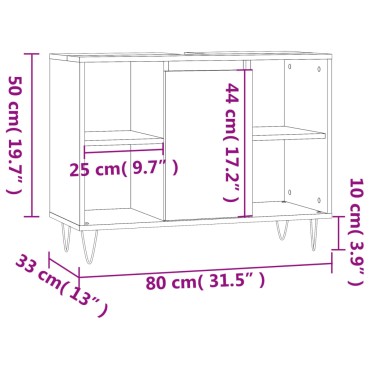 vidaXL Ντουλάπι Μπάνιου Μαύρο 80x33x60cm από Επεξεργασμένο Ξύλο 1 τεμ.