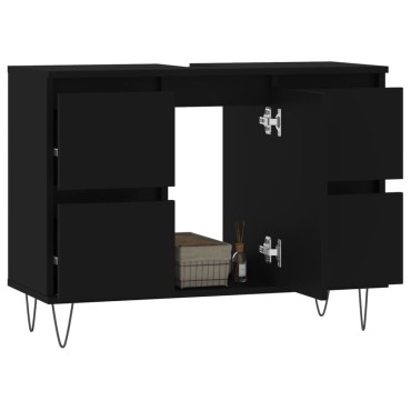 vidaXL Ντουλάπι Μπάνιου Μαύρο 80x33x60cm από Επεξεργασμένο Ξύλο