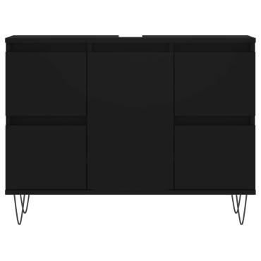 vidaXL Ντουλάπι Μπάνιου Μαύρο 80x33x60cm από Επεξεργασμένο Ξύλο