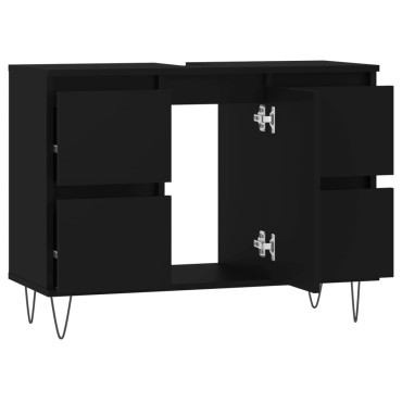 vidaXL Ντουλάπι Μπάνιου Μαύρο 80x33x60cm από Επεξεργασμένο Ξύλο