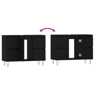 vidaXL Ντουλάπι Μπάνιου Μαύρο 80x33x60cm από Επεξεργασμένο Ξύλο