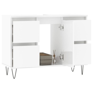 vidaXL Ντουλάπι Μπάνιου Γυαλ. Λευκό 80x33x60cm από Επεξεργ. Ξύλο