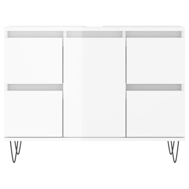 vidaXL Ντουλάπι Μπάνιου Γυαλ. Λευκό 80x33x60cm από Επεξεργ. Ξύλο