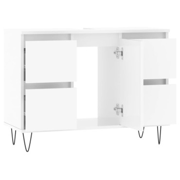 vidaXL Ντουλάπι Μπάνιου Γυαλ. Λευκό 80x33x60cm από Επεξεργ. Ξύλο