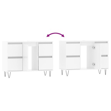 vidaXL Ντουλάπι Μπάνιου Γυαλ. Λευκό 80x33x60cm από Επεξεργ. Ξύλο