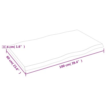 vidaXL Επιφ Τραπεζιού Αν Καφέ 100x60x(2-4)cm Ακατέργ. Μασίφ Ξύλο Δρυός 1 τεμ.