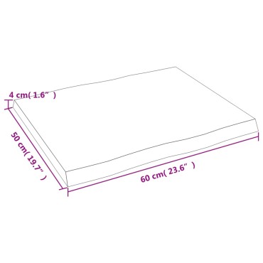 vidaXL Επιφ Τραπεζιού Αν Καφέ 60x50x(2-4)cm Ακατέργ. Μασίφ Ξύλο Δρυός