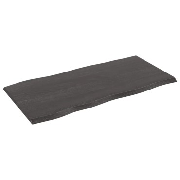 vidaXL Επιφ Τραπεζιού Σκ Καφέ100x50x2cm Επ Μασίφ Ξύλο Δρυός Live Edge 1 τεμ.