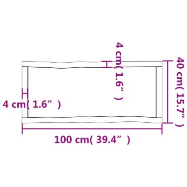 vidaXL Επιφ Τραπεζιού Αν Καφέ 100x40x(2-4)cm Ακατέργ. Μασίφ Ξύλο Δρυός