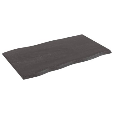 vidaXL Επιφ Τραπεζιού Σκ Καφέ100x60x2cm Επ Μασίφ Ξύλο Δρυός Live Edge 1 τεμ.