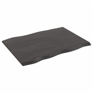 vidaXL Επιφ Τραπεζιού Σκ Καφέ 80x60x2cm Επ Μασίφ Ξύλο Δρυός Live Edge 1 τεμ.