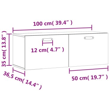 vidaXL Ντουλάπι Τοίχου Γυαλ. Λευκό 100x36,5x35cm Επεξεργ. Ξύλο 1 τεμ.