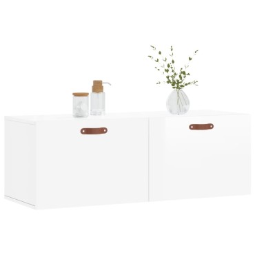 vidaXL Ντουλάπι Τοίχου Γυαλ. Λευκό 100x36,5x35cm Επεξεργ. Ξύλο 1 τεμ.