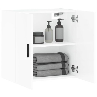 vidaXL Ντουλάπι Τοίχου Γυαλιστερό Λευκό 60x31x60cm Επεξεργασμένο Ξύλο 1 τεμ.