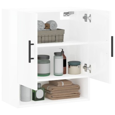 vidaXL Ντουλάπι Τοίχου Γυαλιστερό Λευκό 60x31x70cm Επεξεργασμένο Ξύλο 1 τεμ.