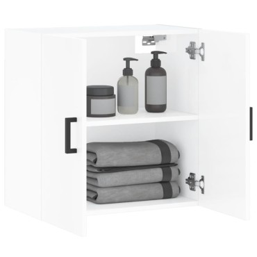 vidaXL Ντουλάπι Τοίχου Γυαλιστερό Λευκό 60x31x60cm Επεξεργασμένο Ξύλο 1 τεμ.