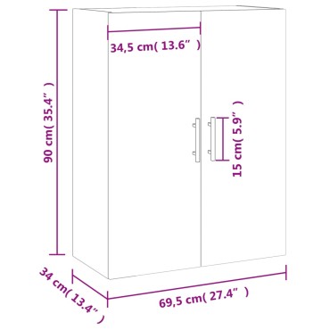 vidaXL Ντουλάπι Τοίχου Μαύρο 69,5x34x90cm 1 τεμ.