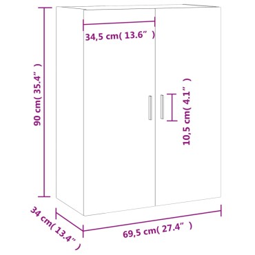 vidaXL Ντουλάπι Τοίχου Μαύρο 69,5x34x90cm 1 τεμ.