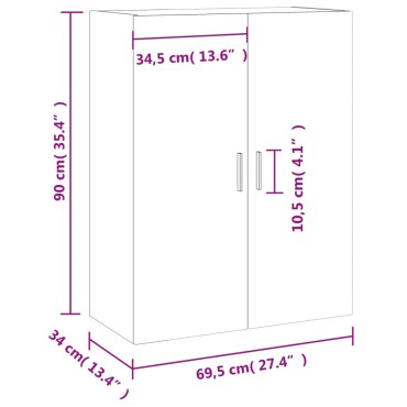 vidaXL Ντουλάπι Τοίχου Λευκό 69,5x34x90cm 1 τεμ.