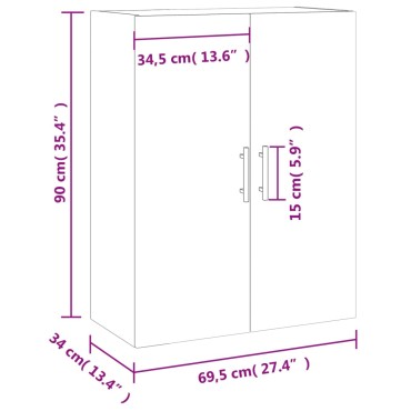 vidaXL Ντουλάπι Επιτοίχιο Sonoma Δρυς 69,5x34x90cm 1 τεμ.