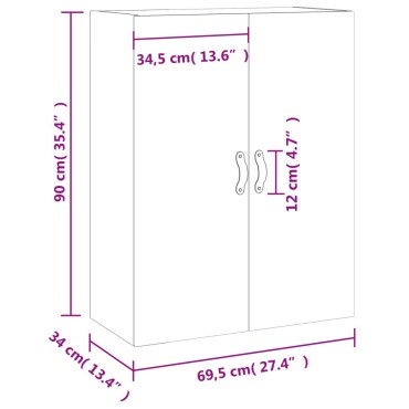 vidaXL Ντουλάπι Επιτοίχιο Γκρι Σκυροδέματος 69,5x34x90cm 1 τεμ.