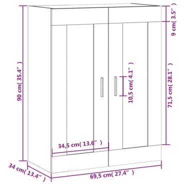 vidaXL Ντουλάπι Τοίχου Λευκό 69,5x34x90cm από Επεξεργασμένο Ξύλο 1 τεμ.