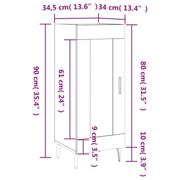vidaXL Ντουλάπι Γκρι Sonoma 34,5x34x90cm από Επεξεργασμένο Ξύλο 1 τεμ.