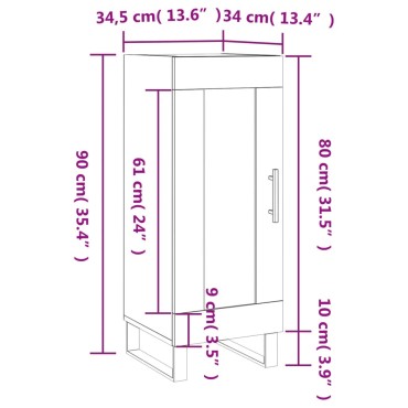 vidaXL Ντουλάπι Γκρι Σκυροδέματος 34,5x34x90cm Επεξεργασμένο Ξύλο 1 τεμ.
