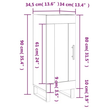 vidaXL Ντουλάπι Γκρι Sonoma 34,5x34x90cm από Επεξεργασμένο Ξύλο 1 τεμ.