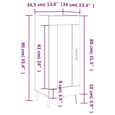 vidaXL Ντουλάπι Λευκό 34,5x34x90cm από Επεξεργασμένο Ξύλο 1 τεμ.