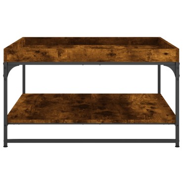 vidaXL Τραπεζάκι Σαλονιού Καπνιστή Δρυς 80x80x45cm Επεξεργασμ. Ξύλο 1 τεμ.
