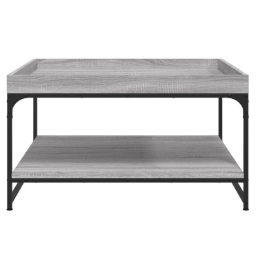 vidaXL Τραπεζάκι Σαλονιού Γκρι Sonoma 80x80x45cm Επεξ Ξύλο + Σίδηρος 1 τεμ.