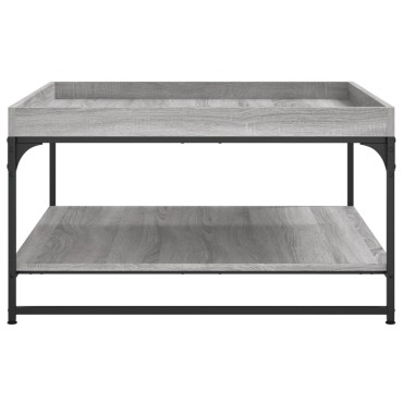vidaXL Τραπεζάκι Σαλονιού Γκρι Sonoma 80x80x45cm Επεξ Ξύλο + Σίδηρος 1 τεμ.