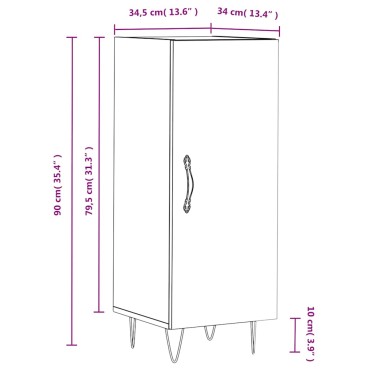 vidaXL Ντουλάπι Γυαλιστερό Λευκό 34,5x34x90cm Επεξεργασμένο Ξύλο 1 τεμ.
