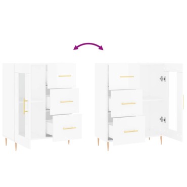 vidaXL Ντουλάπι Γυαλιστερό Λευκό 69,5x34x90cm Επεξεργασμένο Ξύλο 1 τεμ.