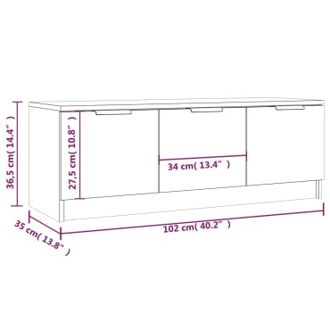 vidaXL Έπιπλο Τηλεόρασης Μαύρο 102x35x36,5cm Επεξεργασμένο Ξύλο